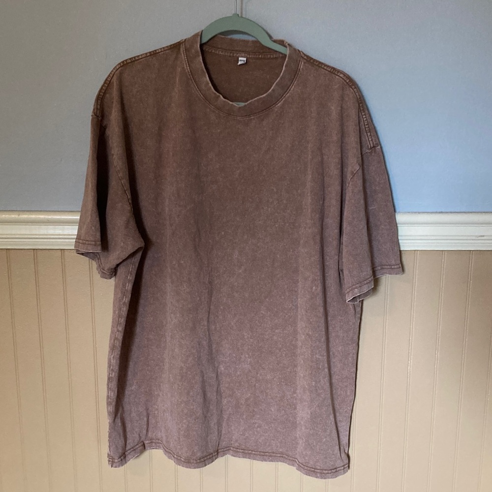 Acid Wash Oversize Tee Brown Unisex XL Distressed